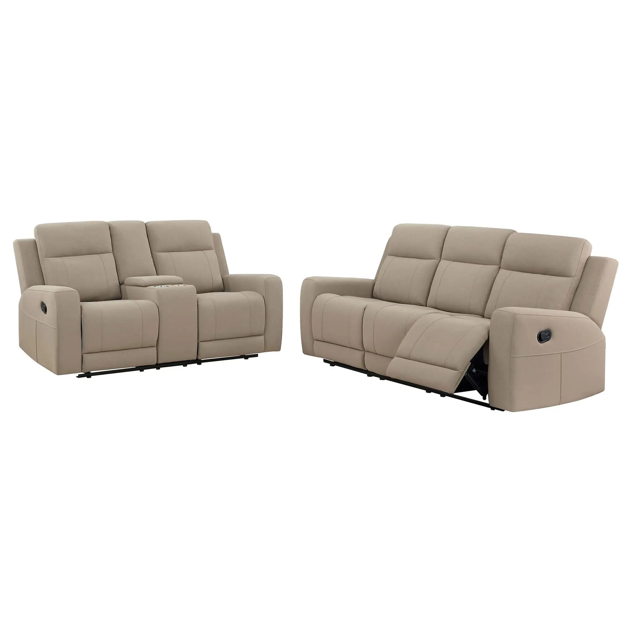 Brentwood 2-piece Upholstered Reclining Sofa Set Taupe by Unique Piece Furniture
