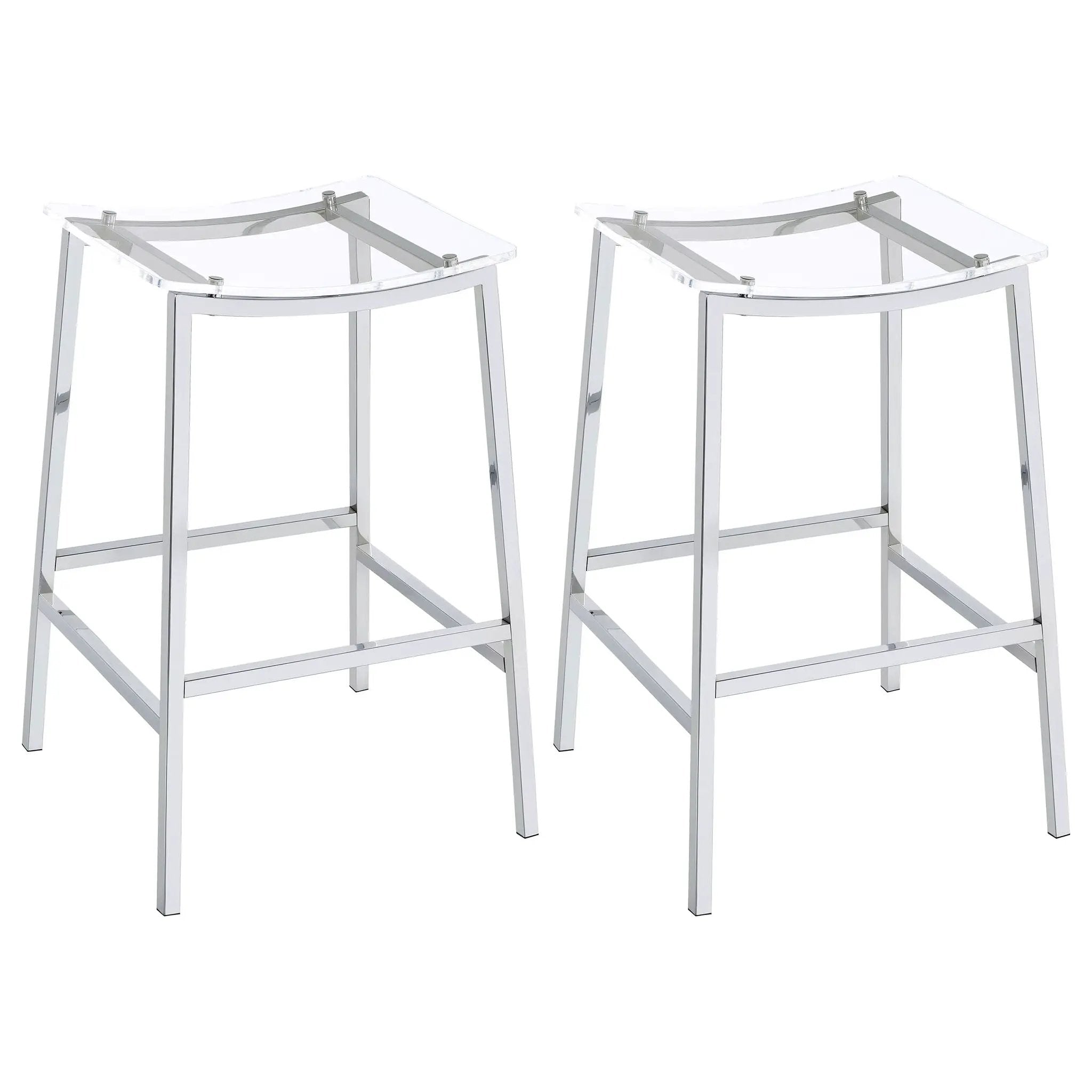 Staten - Backless Bar Stool (Set of 2) - Chrome by HouseOfZazla