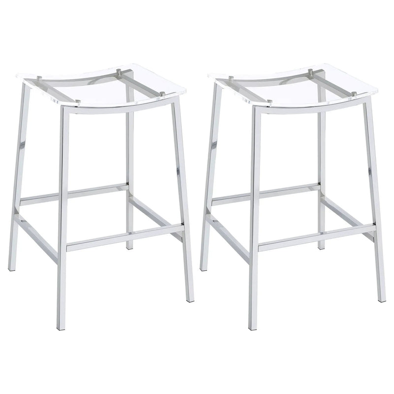 Staten - Backless Bar Stool (Set of 2) - Chrome by HouseOfZazla