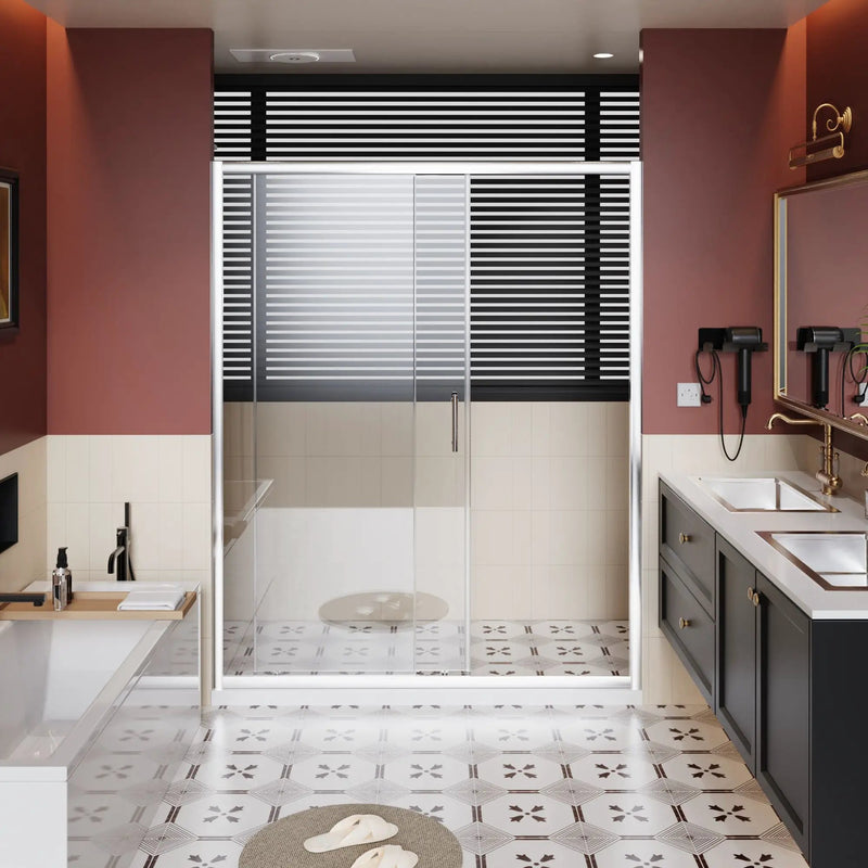 Sliding Shower Door With And Handle - Chrome by HouseOfZazla