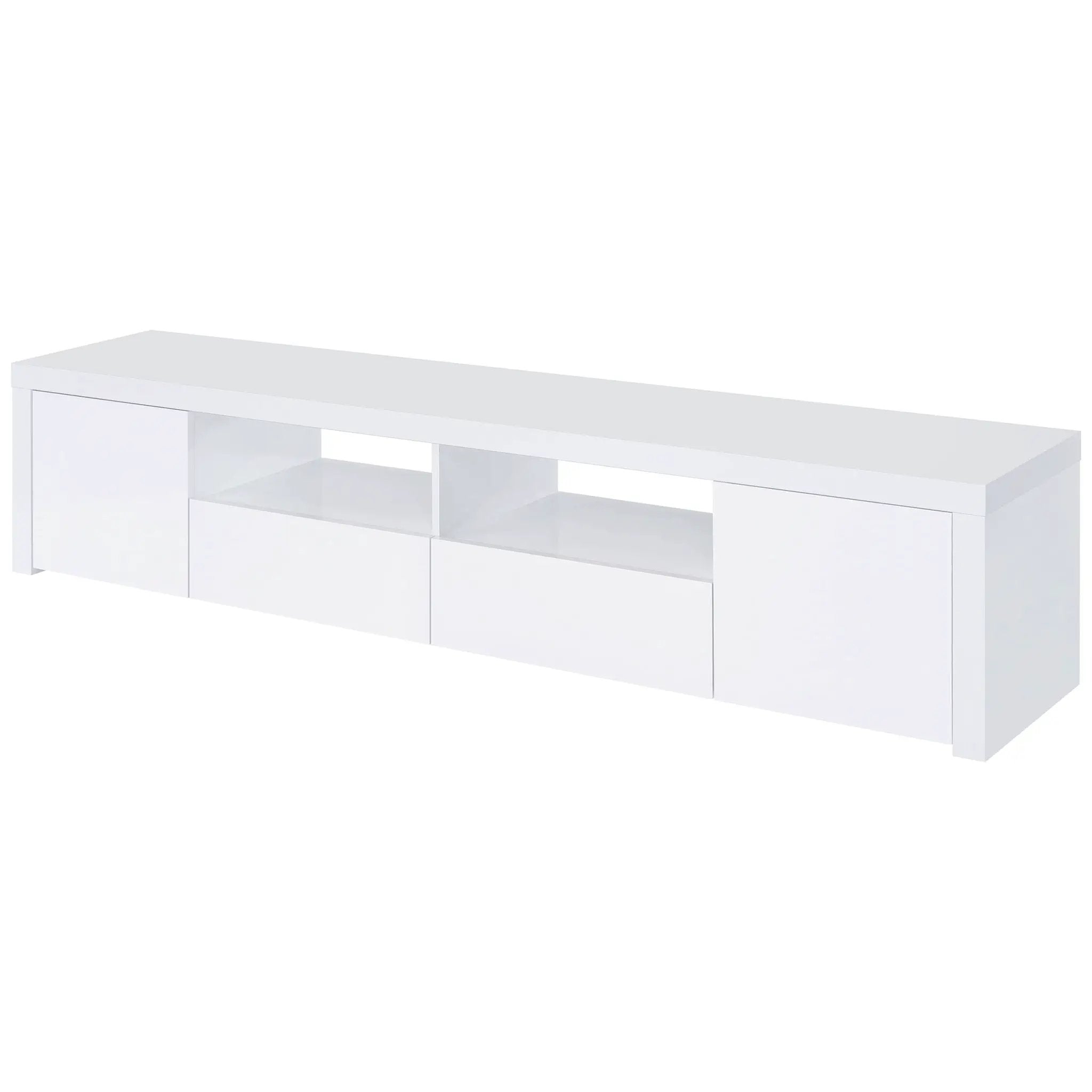 Garner - 2 Door Stand With Drawers Media Console - Gloss White