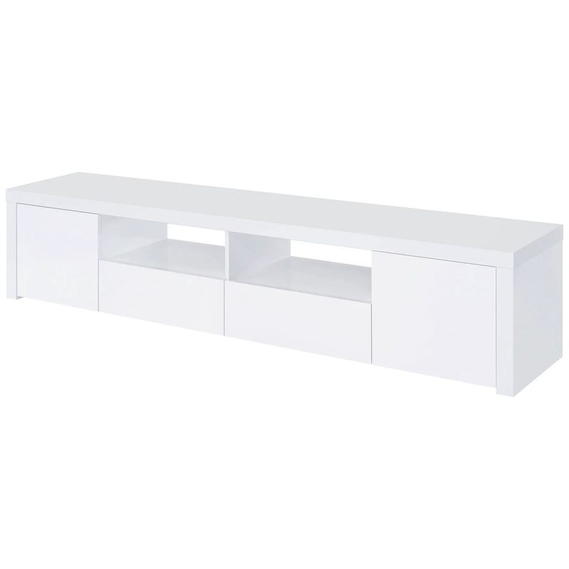 Garner - 2 Door Stand With Drawers Media Console - Gloss White