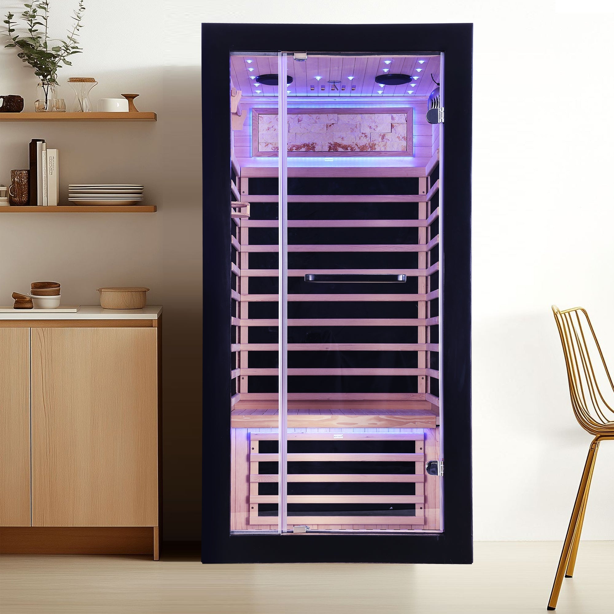 Single-person starlight ceiling lighting sauna by HouseOfZazla