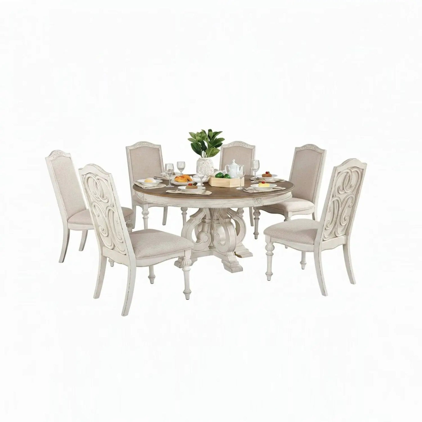 Elegant Dining Set Round Table And Side Chairs by Unique Piece Furniture