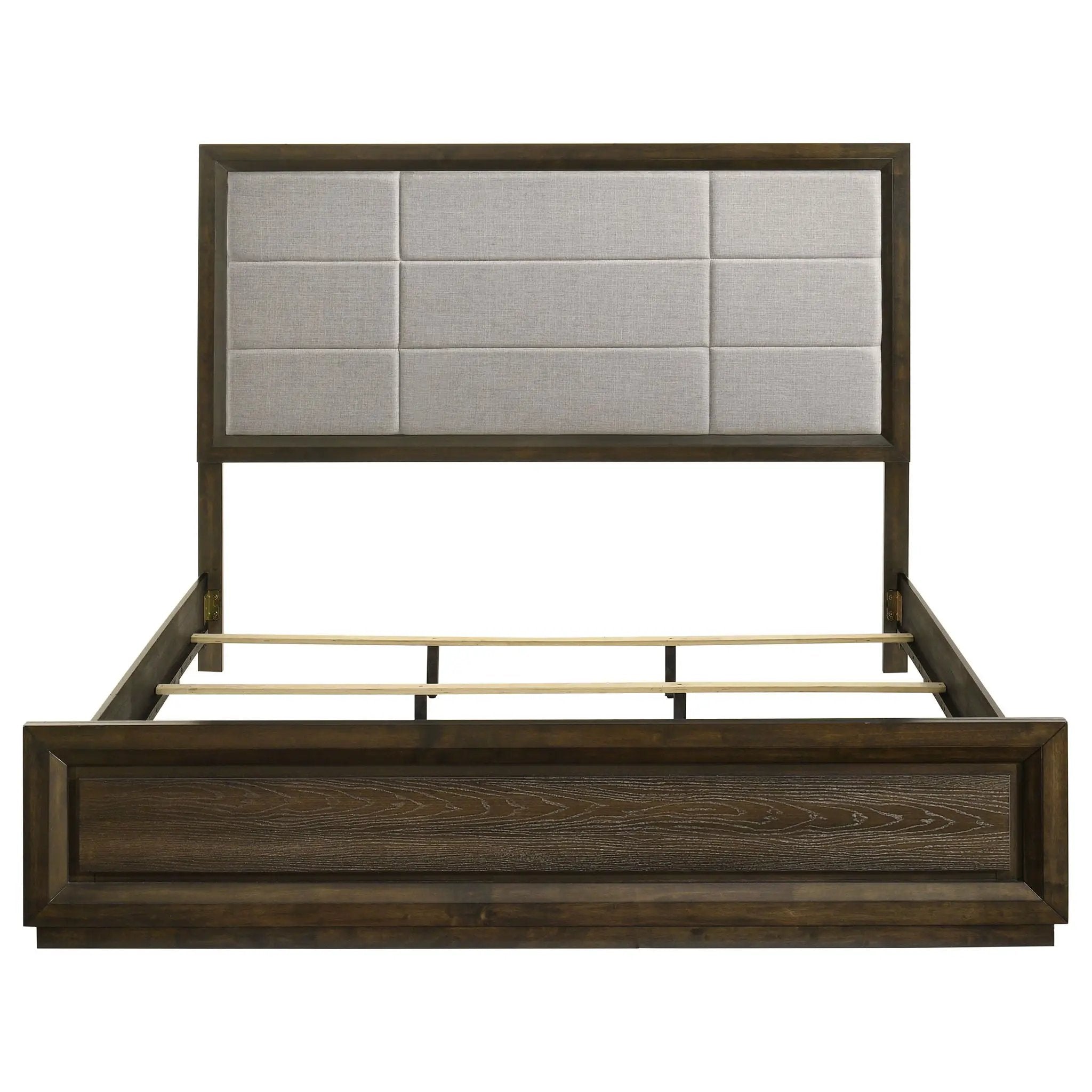 Atlas 63-inch California King Upholstered Panel Bed Grey and Dark Oak by Unique Piece Furniture