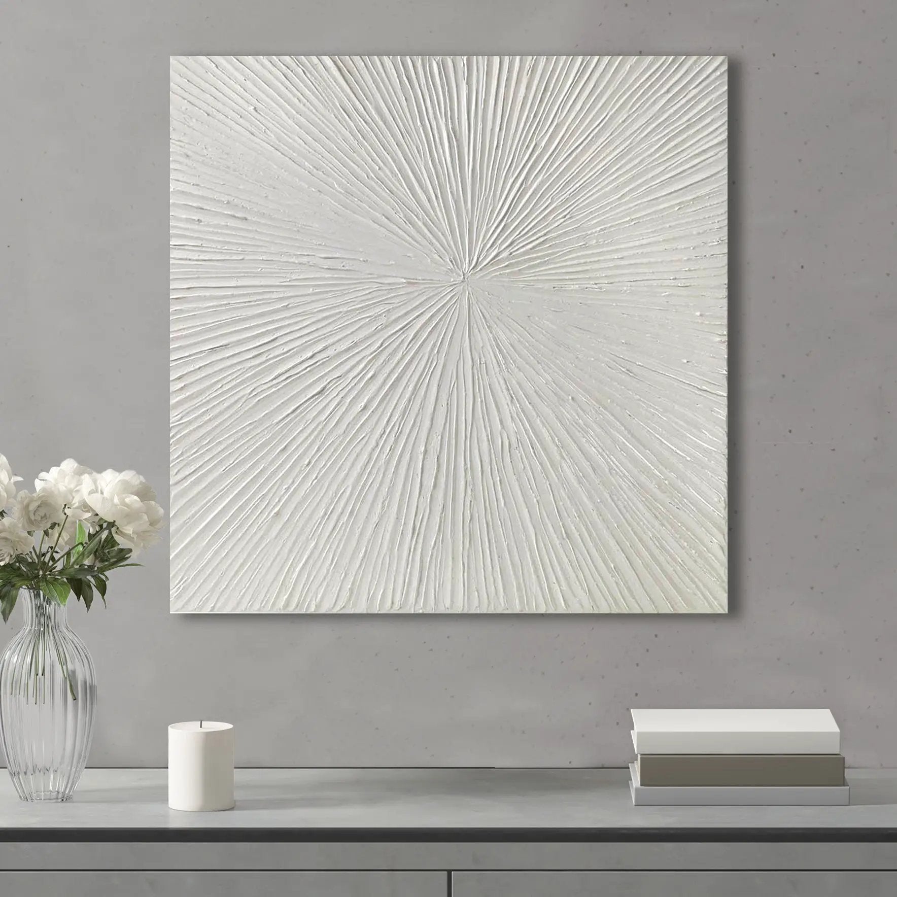 Luminous Burst Signature White Gloss Dimensional Resin Wall Art by HouseOfZazla