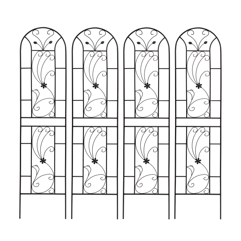 4 Pack Metal Garden Trellis 86.7'' x 19.7'' Rustproof Black by HouseOfZazla
