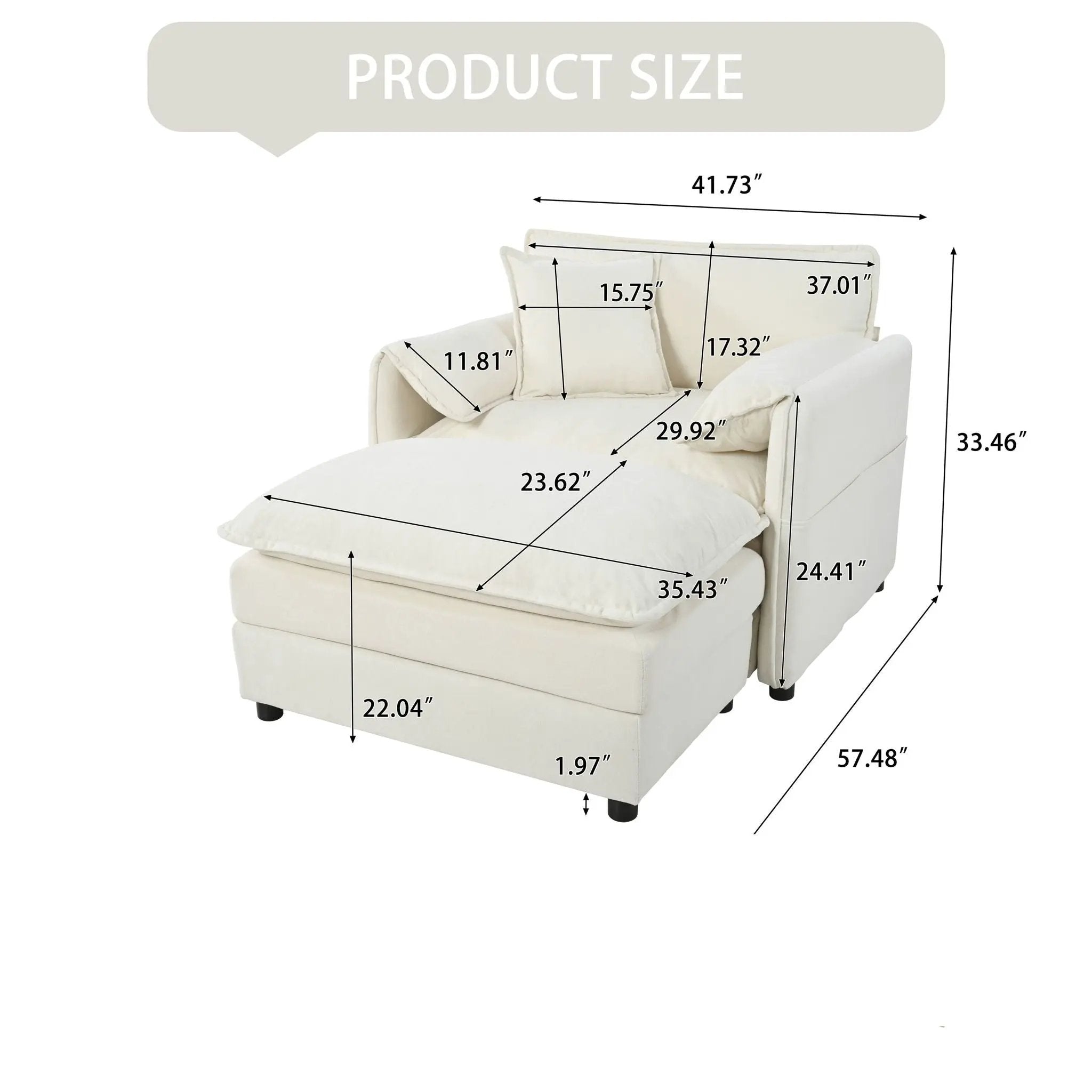 Oversized Chair With Movable Ottoman, Soft Upholstered Lounge Chair by Unique Piece Furniture