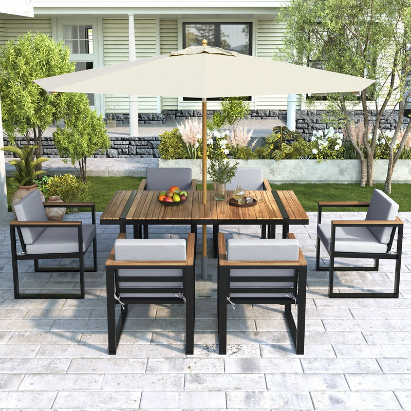7 Pieces Outdoor Dining Set Patio Dining Table And Chair Set With And Removable Cushions For Patio by Unique Piece Furniture