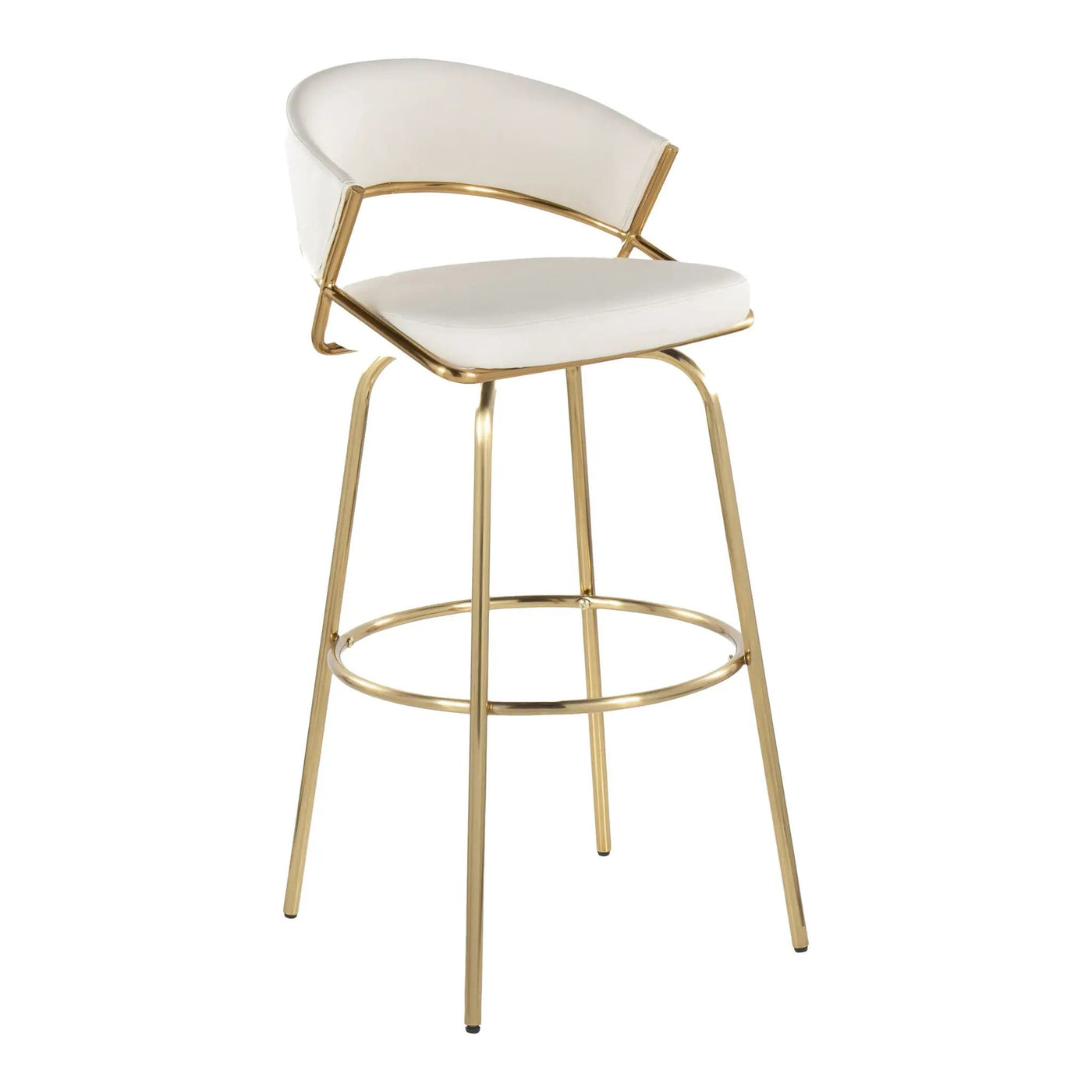 Jie - Fixed Height Contemporary Barstool With Swivel With Round Footrest (Set of 2) by HouseOfZazla
