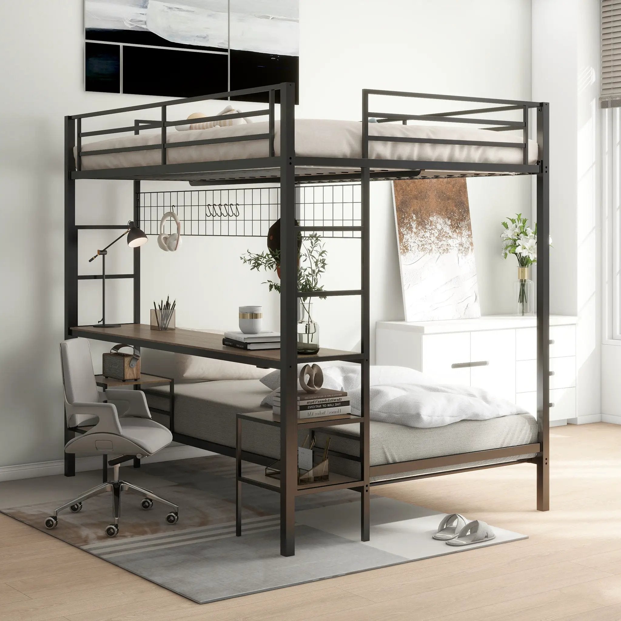 Ethan - Bunk Bed With Desk, Charging Station, Storage Shelves by Unique Piece Furniture