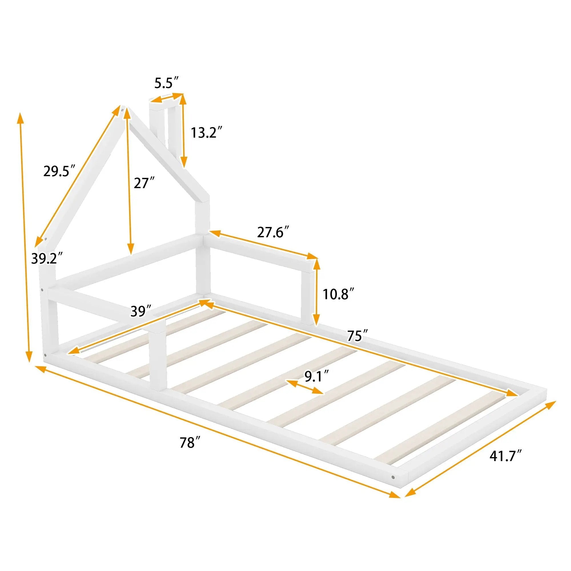Floor Bed With House Shaped Headboard by Unique Piece Furniture