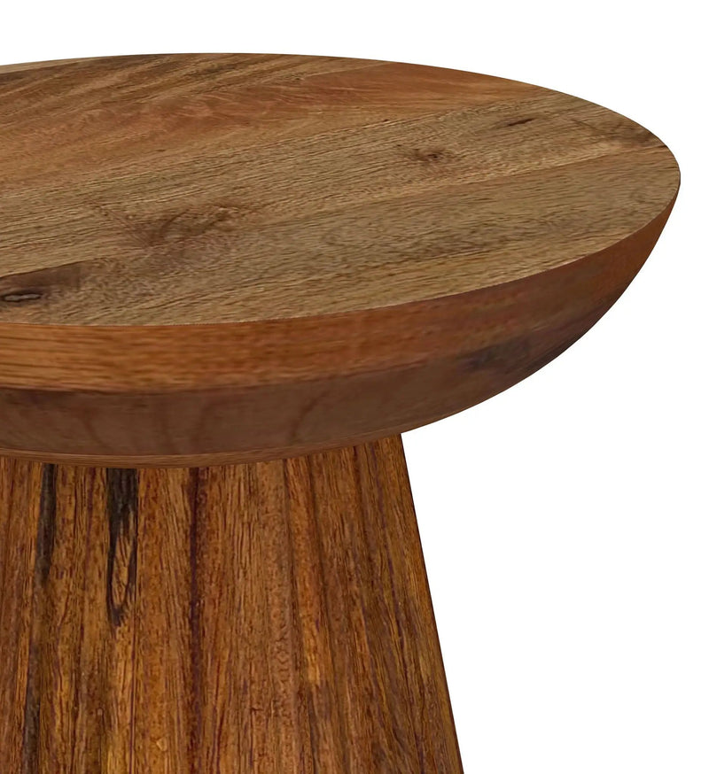 Aureo Round Solid Wood Accent Side Table Wild Honey by Unique Piece Furniture