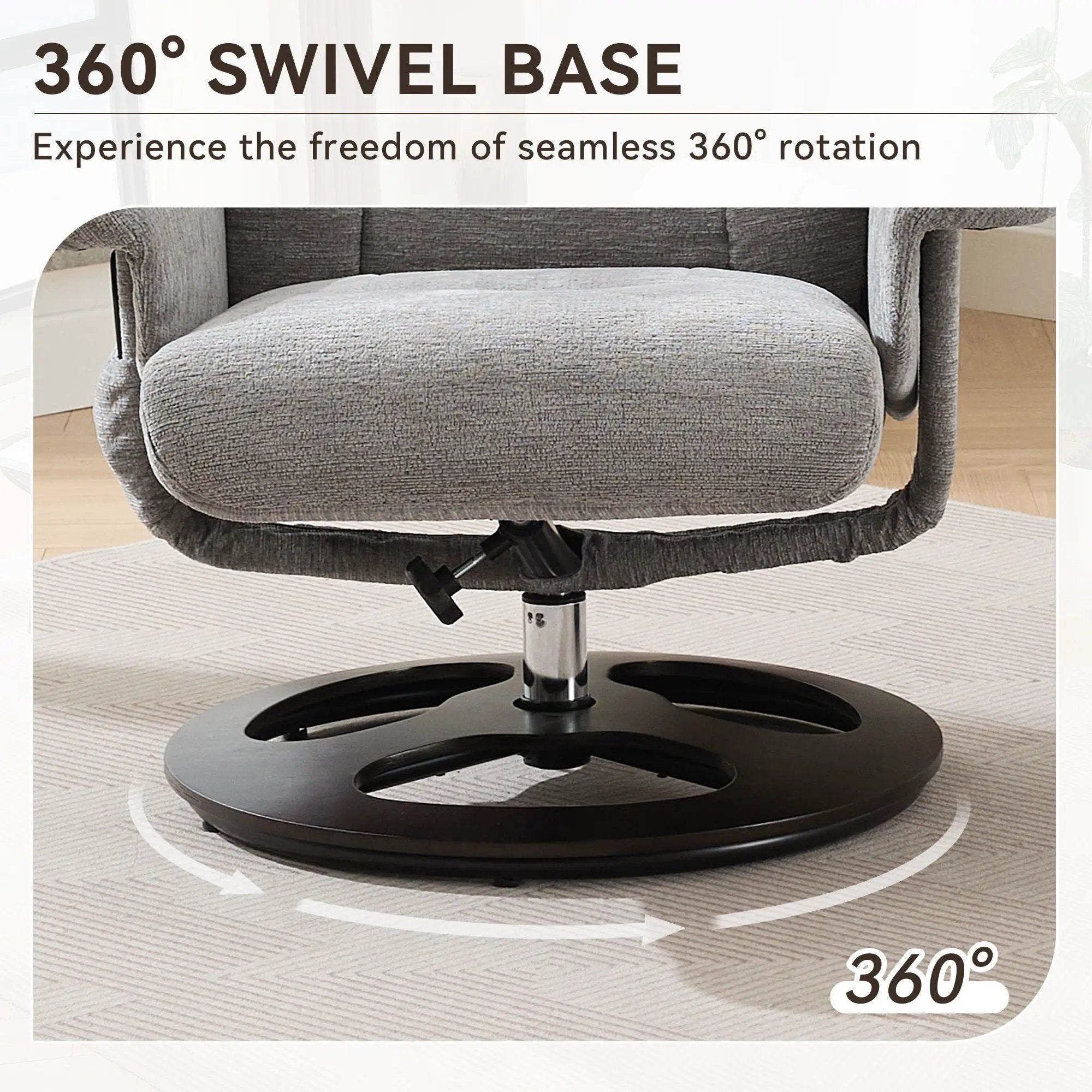 Ergonomic Recliner Chair With Ottoman, Modern 360° Swivel With Footstool by HouseOfZazla
