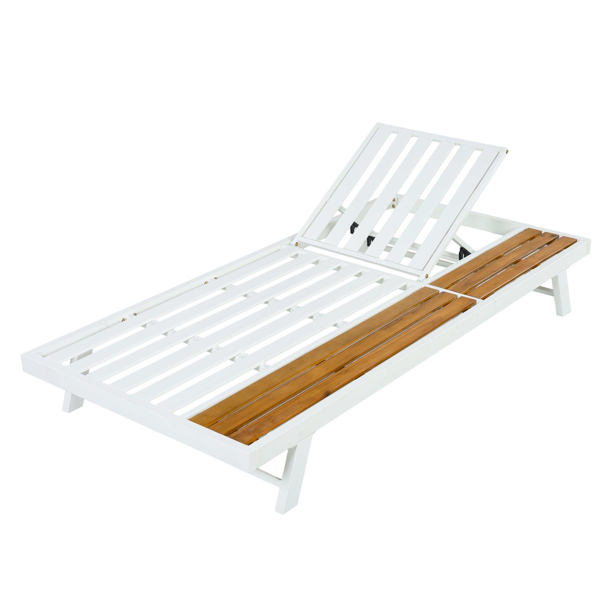 White Iron + Teak Finish Chaise Lounge Frame by HouseOfZazla