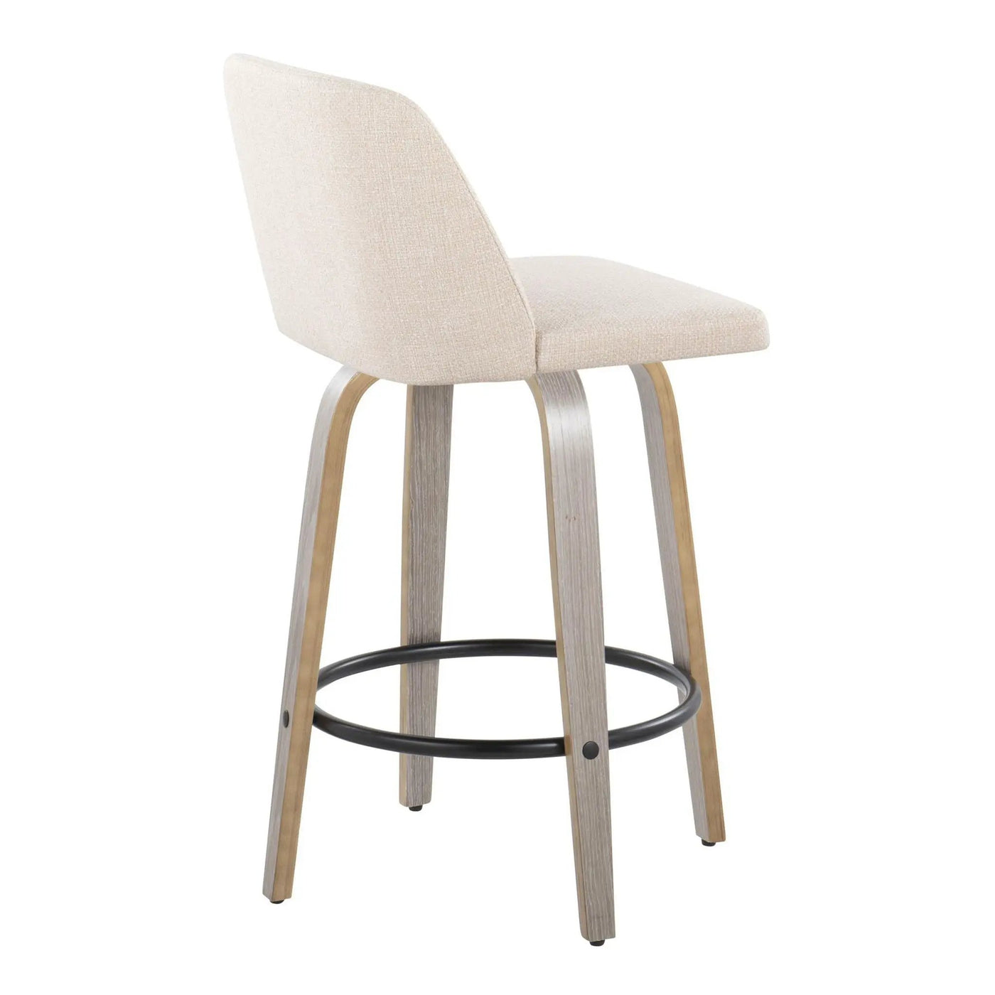 Toriano - Contemporary Fixed Height Counter Stool With Swivel & Round Footrest (Set of 2) by HouseOfZazla