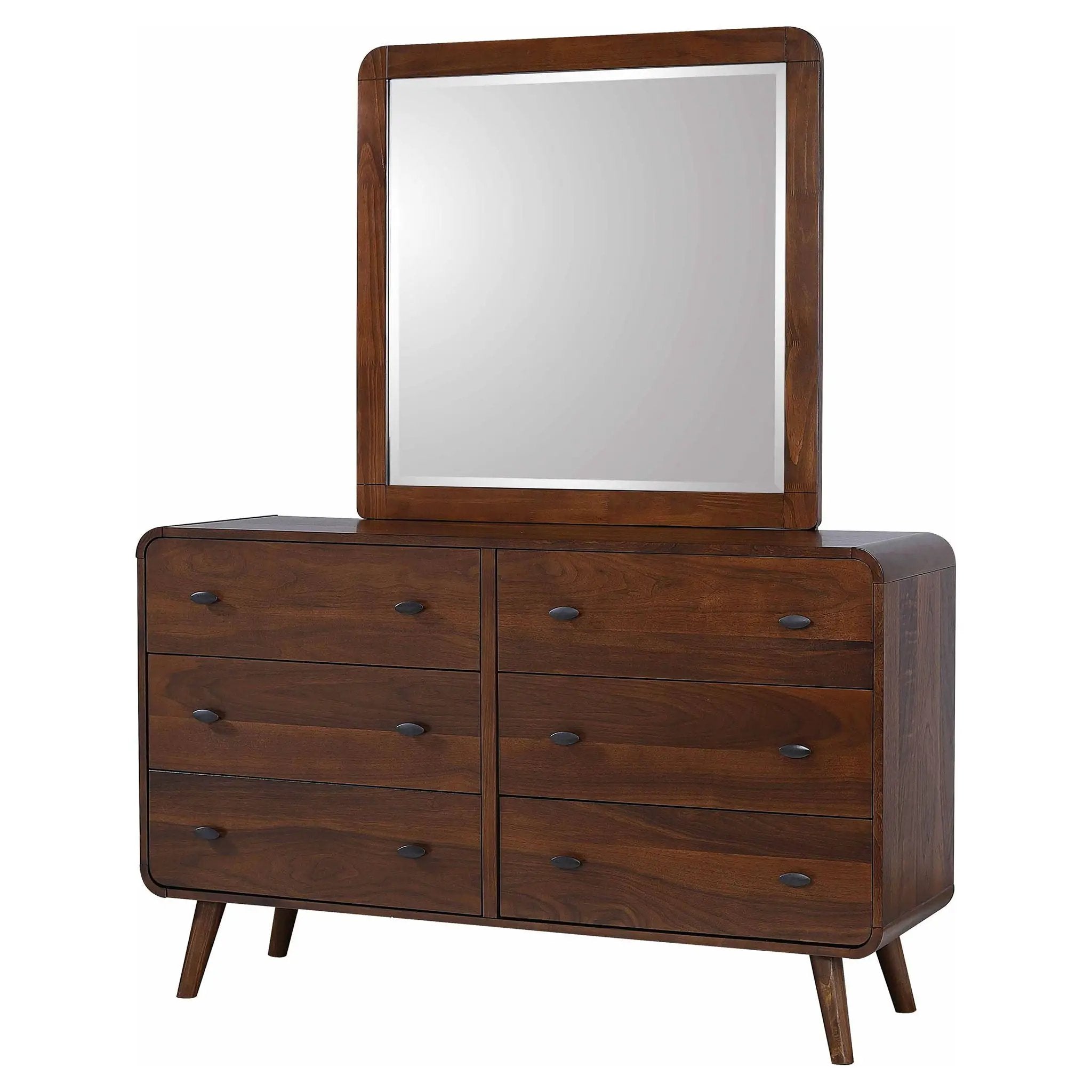 Robyn 6-drawer Dresser with Mirror Dark Walnut by Unique Piece Furniture