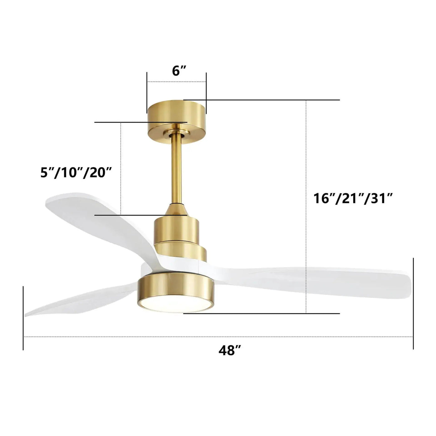 Indoor Ceiling Fan With Dimmable LED Light, 6 Speed Remote ControlLED DC Motor, Reversible Blades by Unique Piece Furniture