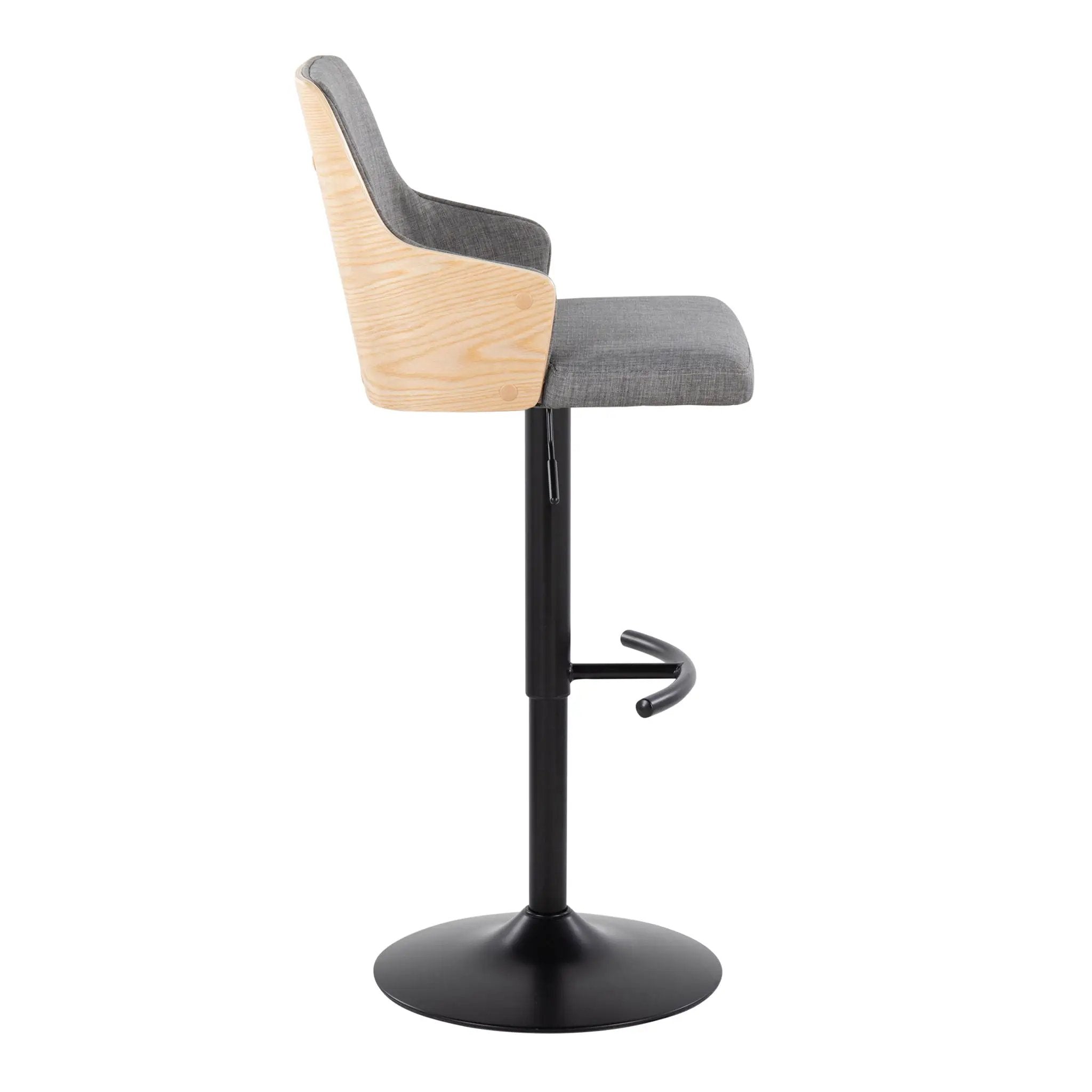 Stella - Contemporary Adjustable Barstool Stool With Swivel And Rounded T Footrest (Set of 2) by Unique Piece Furniture