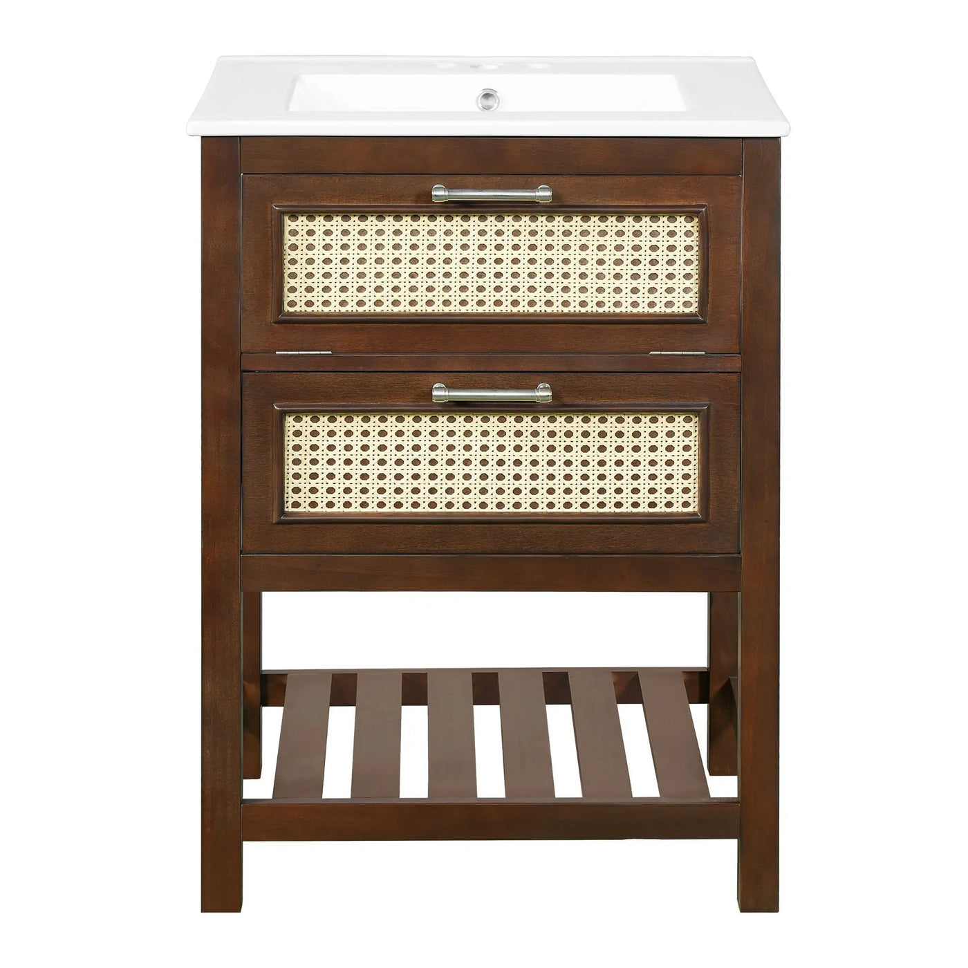 Modern Bathroom Vanity With Integrated Sink, Cabinet With 1 Deep Drawer And 1 Tip-Out Drawer by Unique Piece Furniture