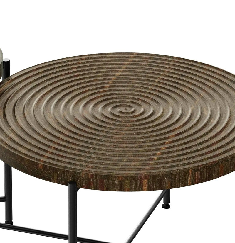 Coffee And End Table Set Waterproof Cover, Distressed Cylindrical Design, Legs Classic Rustic Charm (Set of 2) by Unique Piece Furniture