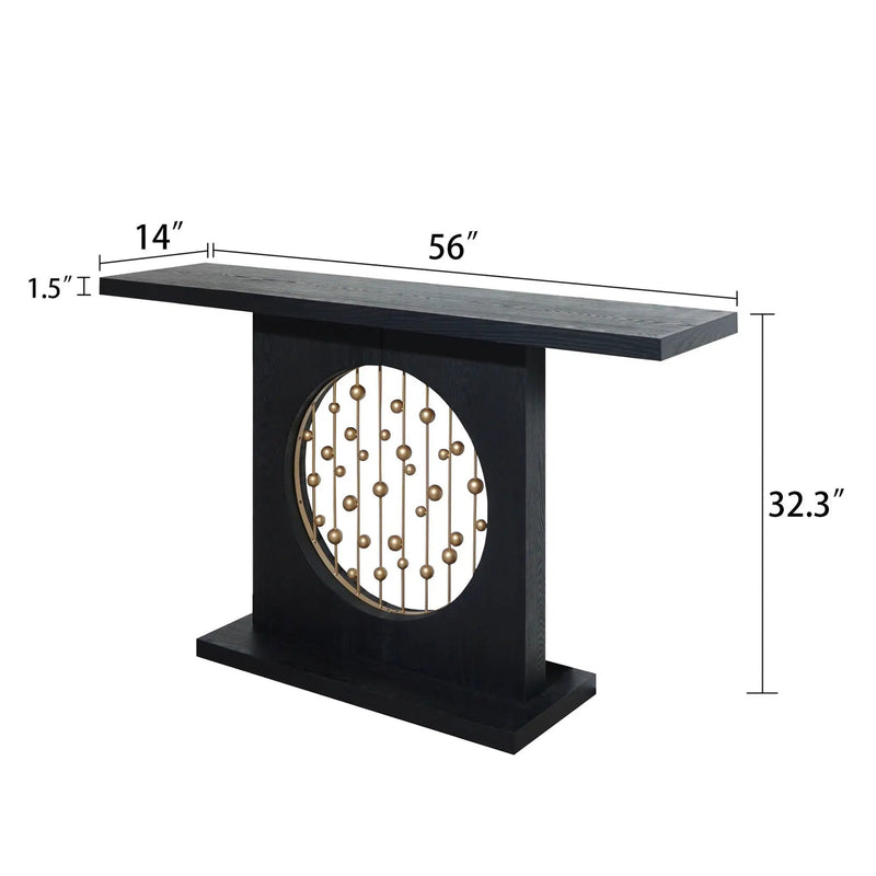 Console Table With Circular Art Decor For Living Room - Multi by Unique Piece Furniture