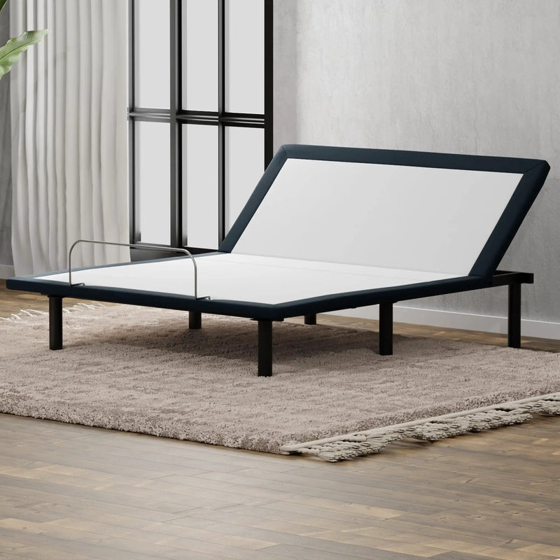 Model H Adjustable Base Full Size Metal Bed Frame Grey by HouseOfZazla