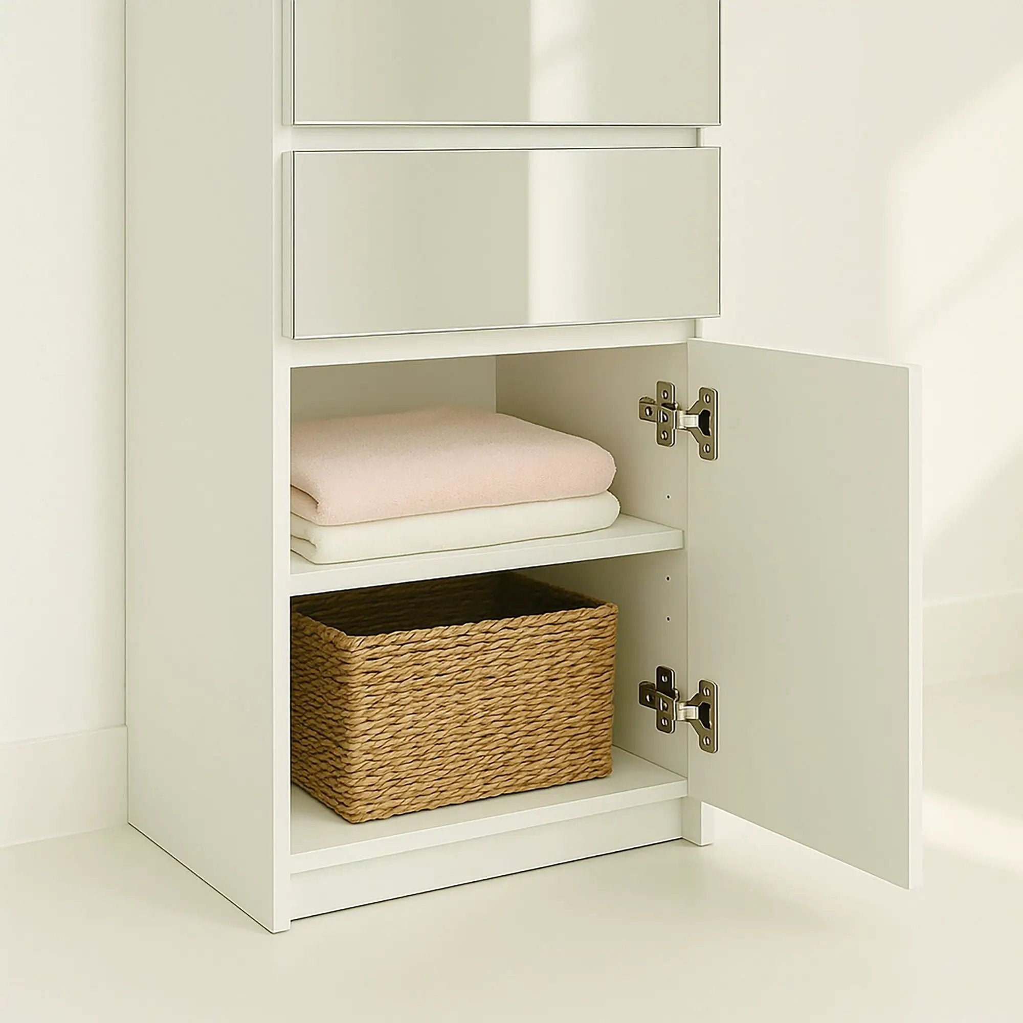 Elise - Slim Modular Closet Cabinet With Mirror - White by HouseOfZazla