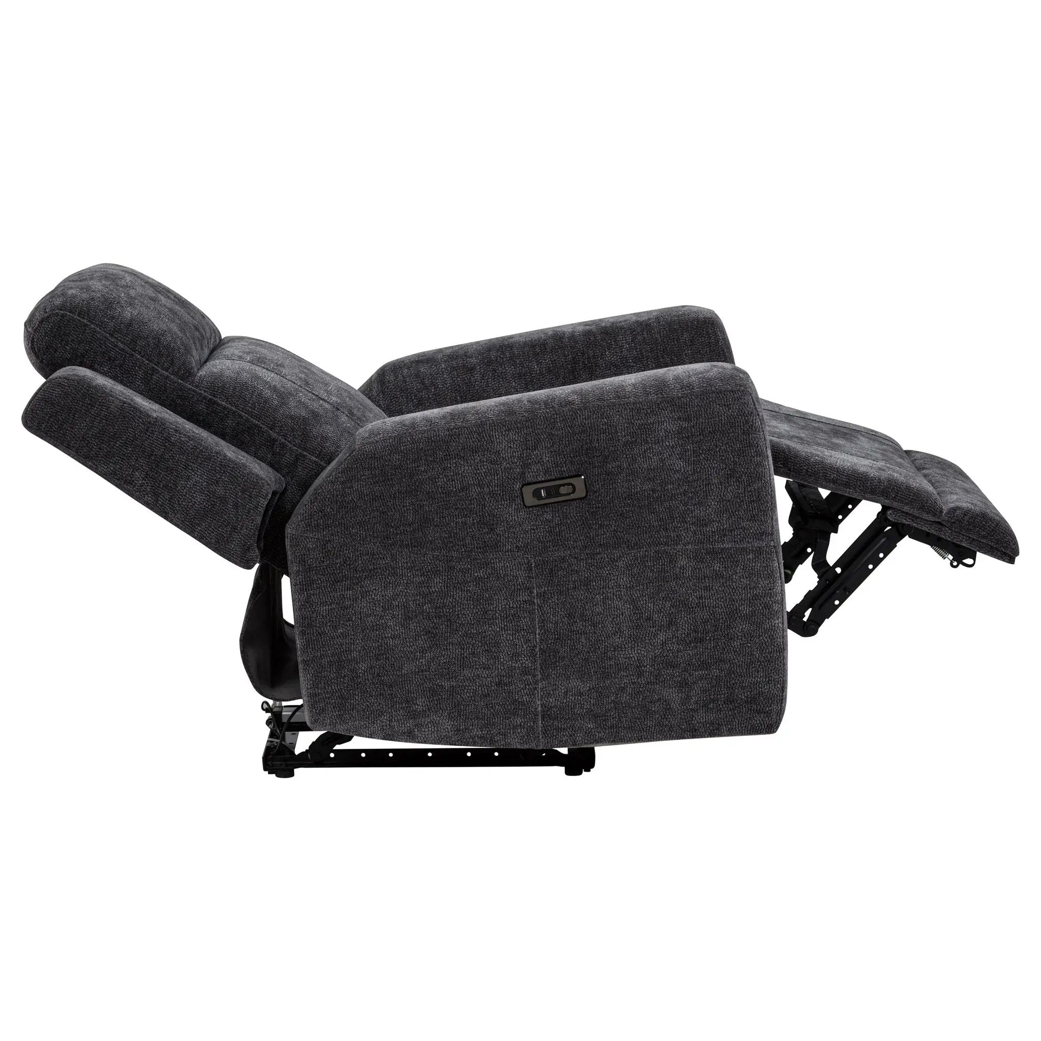 Kennett Chenille Upholstered Power Recliner Chair Dark Grey by Unique Piece Furniture