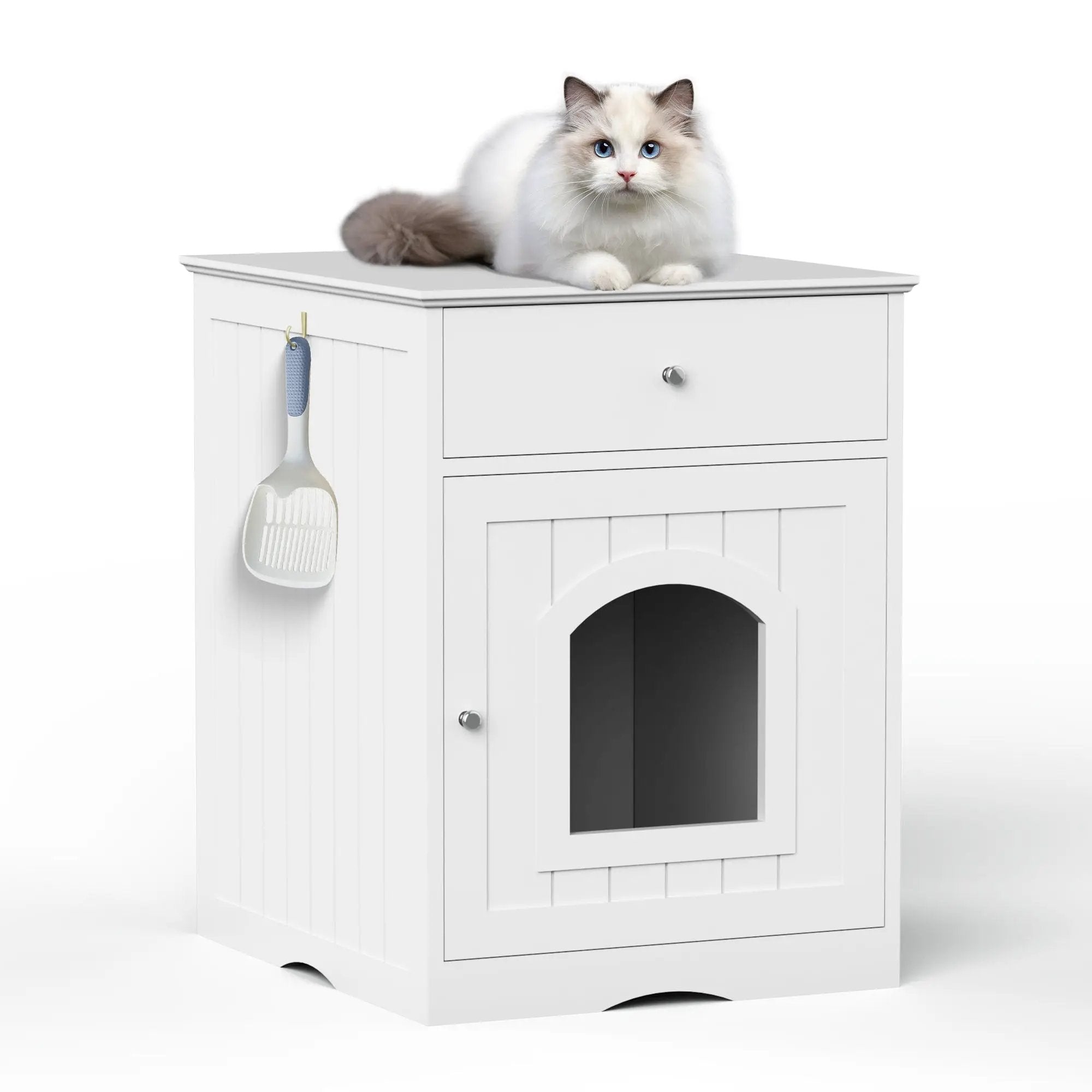 Pet House Cat Litter Box Enclosure With Drawer, Side Table by HouseOfZazla