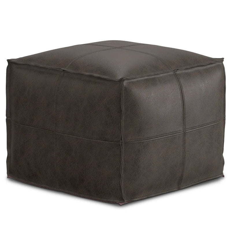 Sheffield - Square Pouf - Distressed Dark Brown by HouseOfZazla
