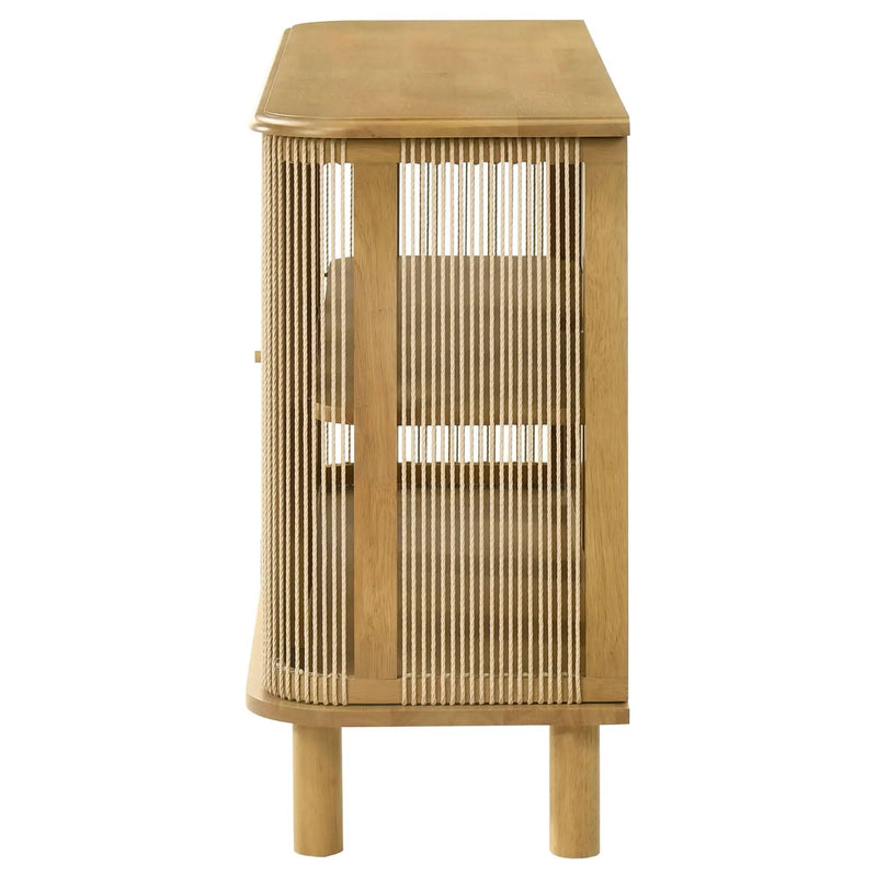 Ervine 3-Door Rope Panel Sideboard Accent Storage Cabinet Natural by Unique Piece Furniture