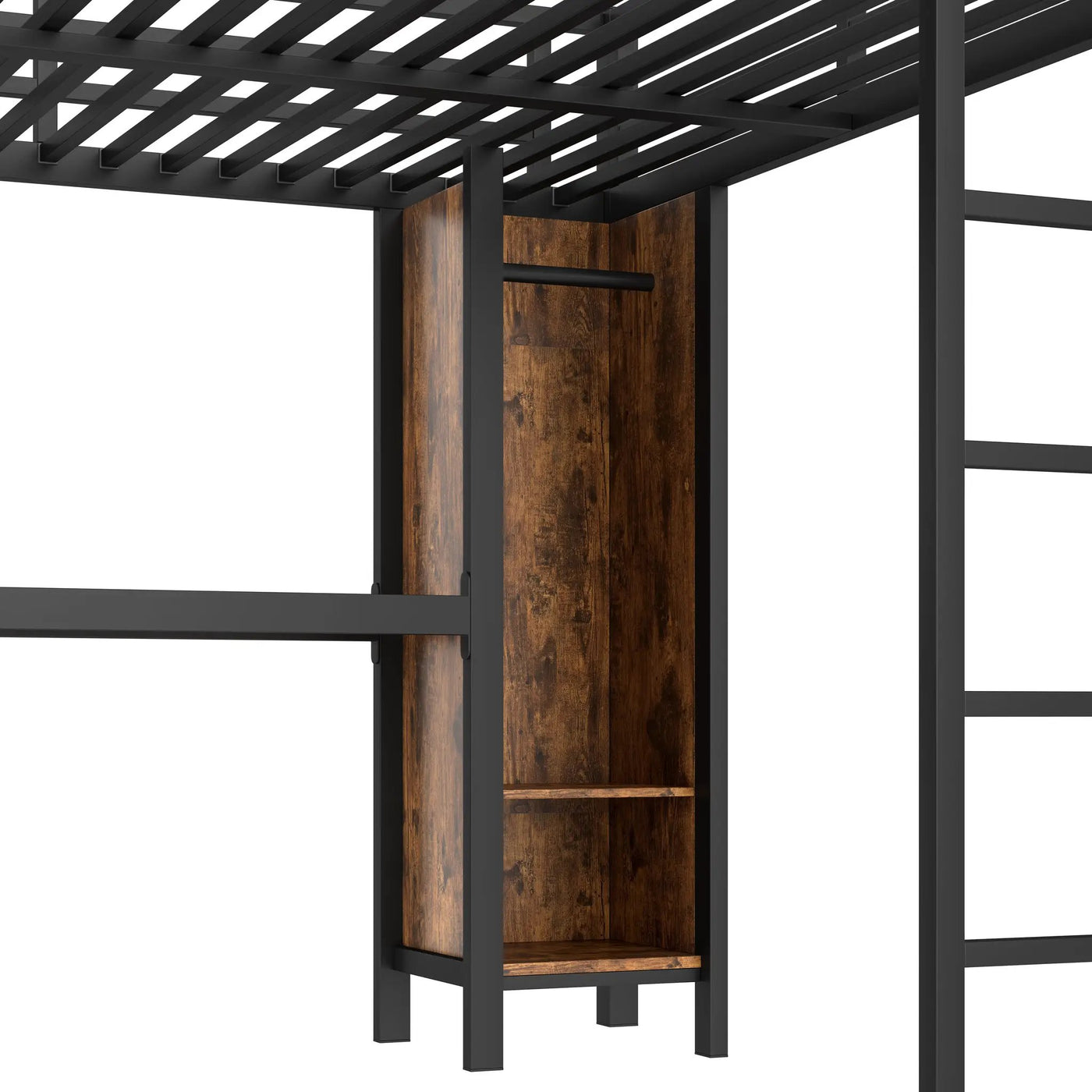 Metal Loft Bed with Wardrobe and L-Shaped Desk by HouseOfZazla