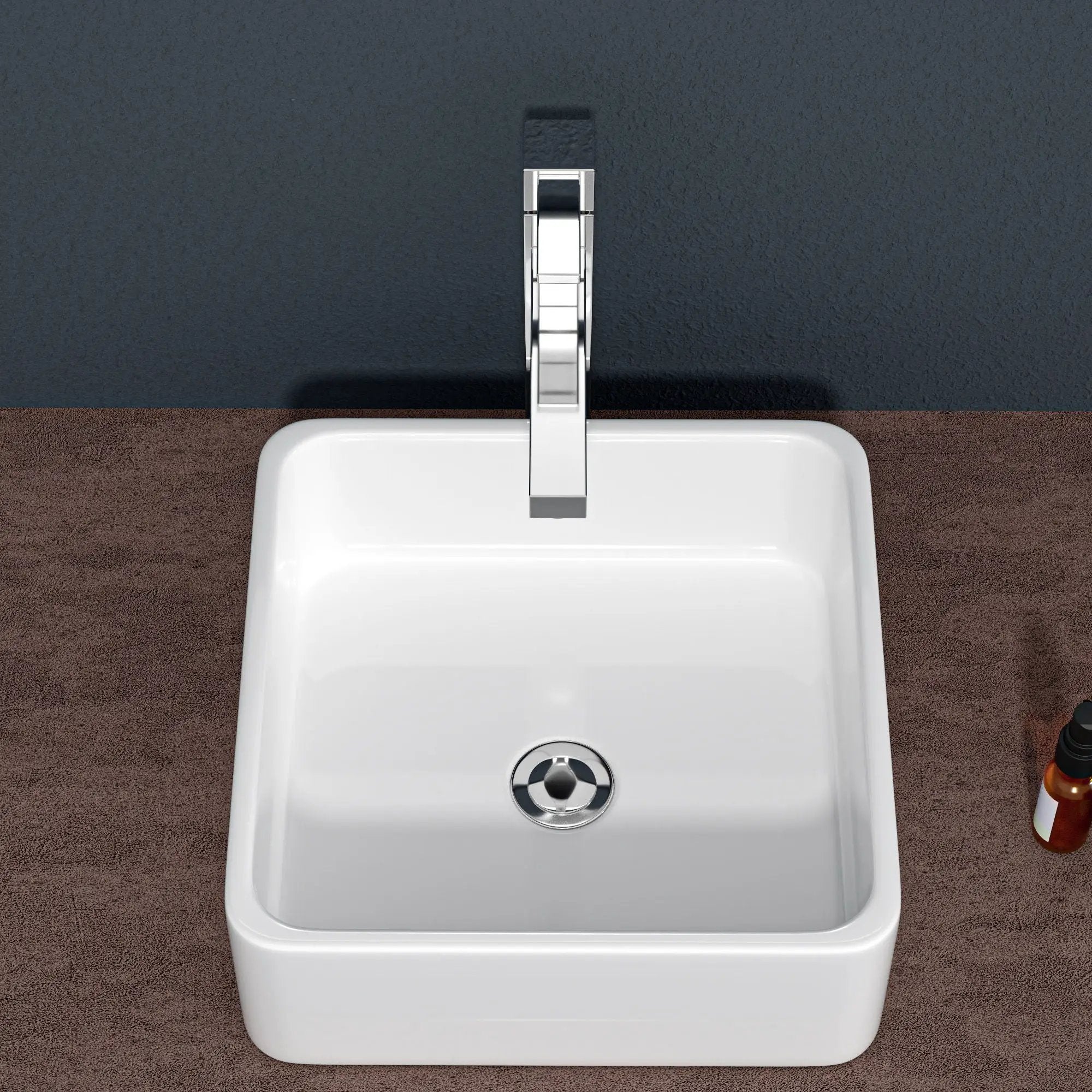 Elegant European Style Ceramic Square Vessel Bathroom Sink - White by HouseOfZazla