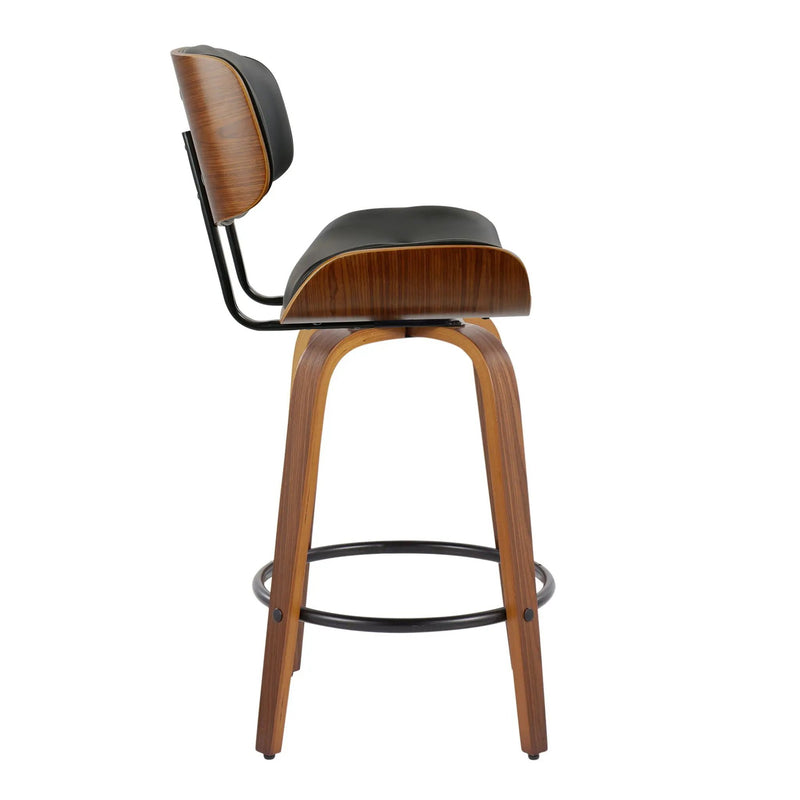 Lombardi - Mid-Century Modern Fixed Height Counter Stool With Swivel With Round Footrest (Set of 2) by Unique Piece Furniture