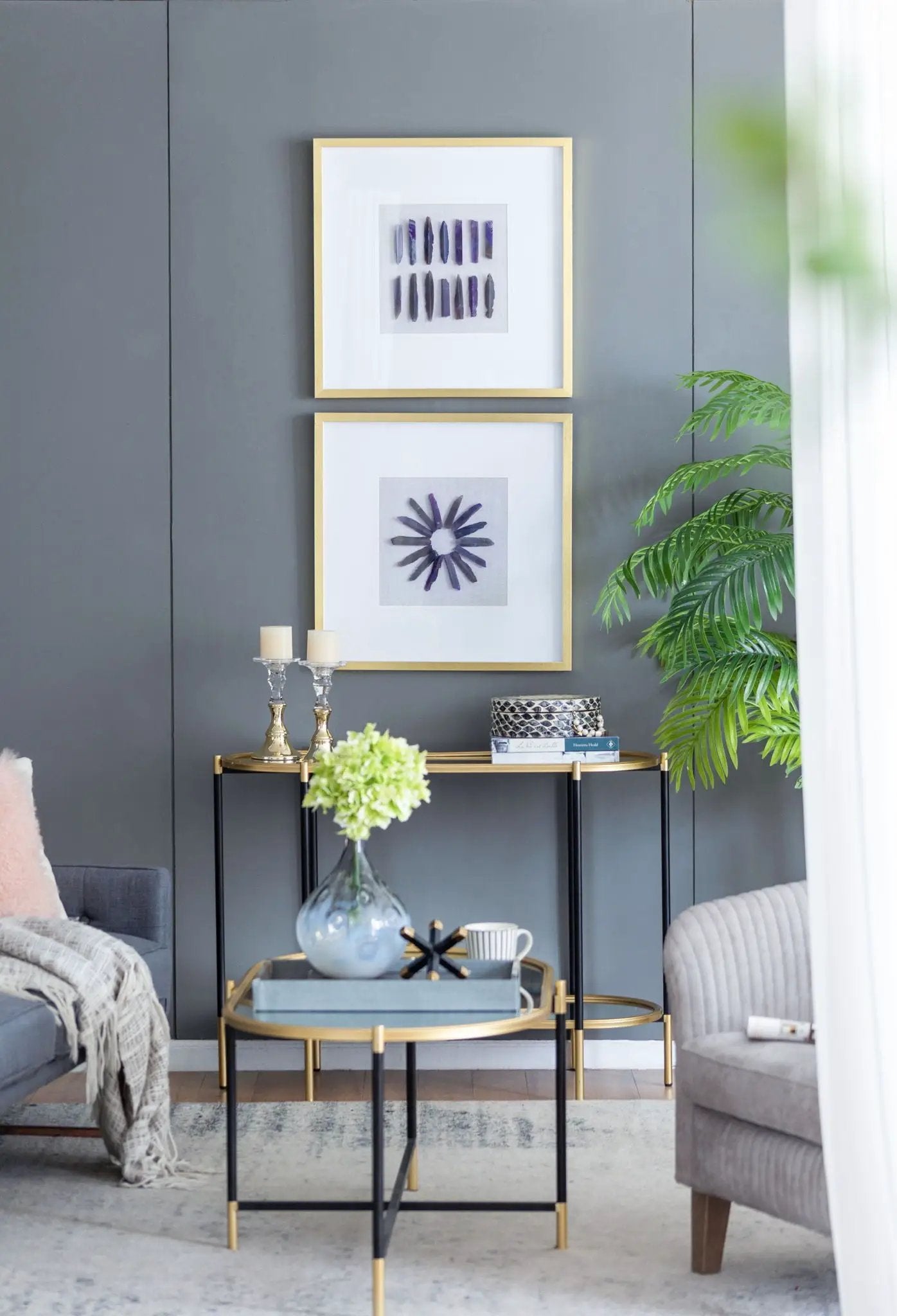 Grace Purple Agate Shadow Boxes Wall Art (Set of 2) - Multicolor by Unique Piece Furniture