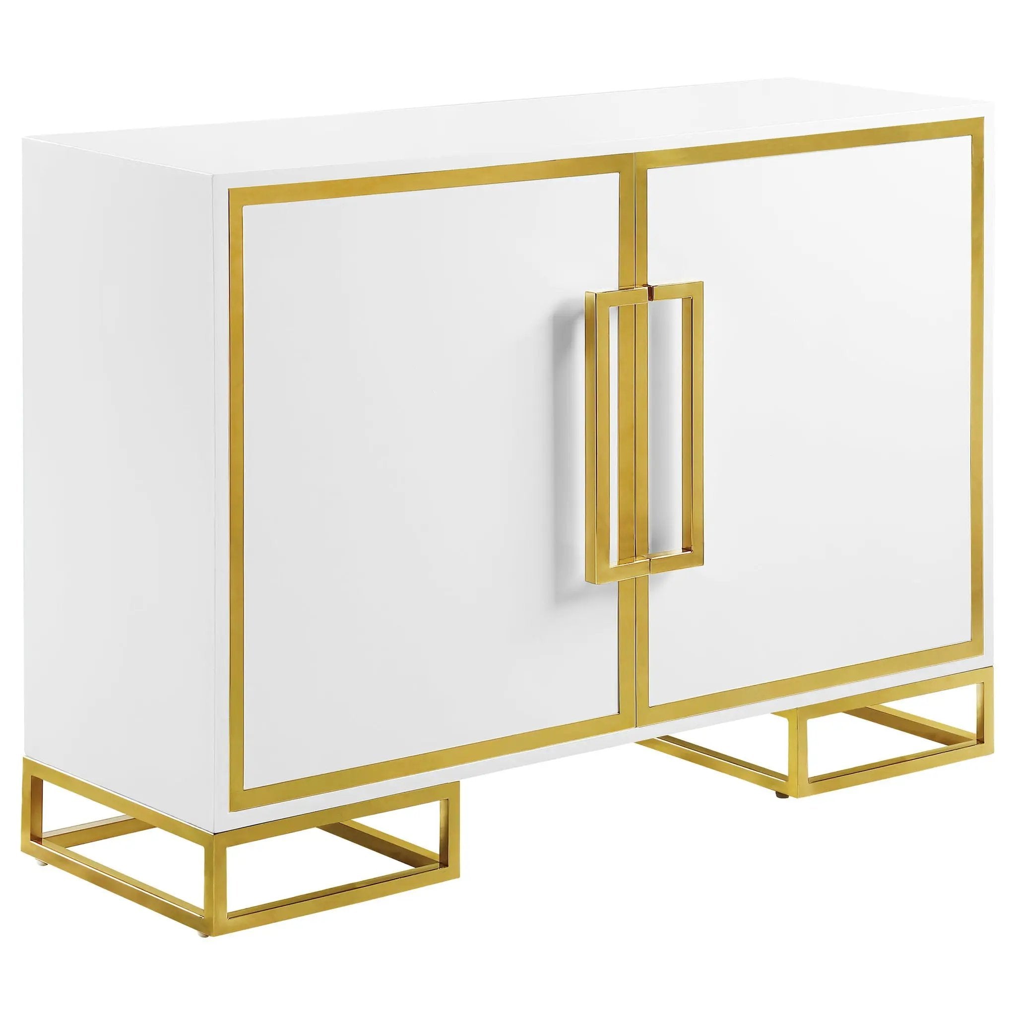 Elsa 2-door Wood Storage Accent Cabinet White and Gold by Unique Piece Furniture