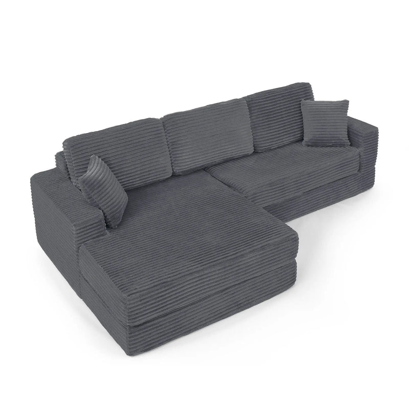 Modern Minimalist L Shape Modular Sectional Sofa, Couch by HouseOfZazla