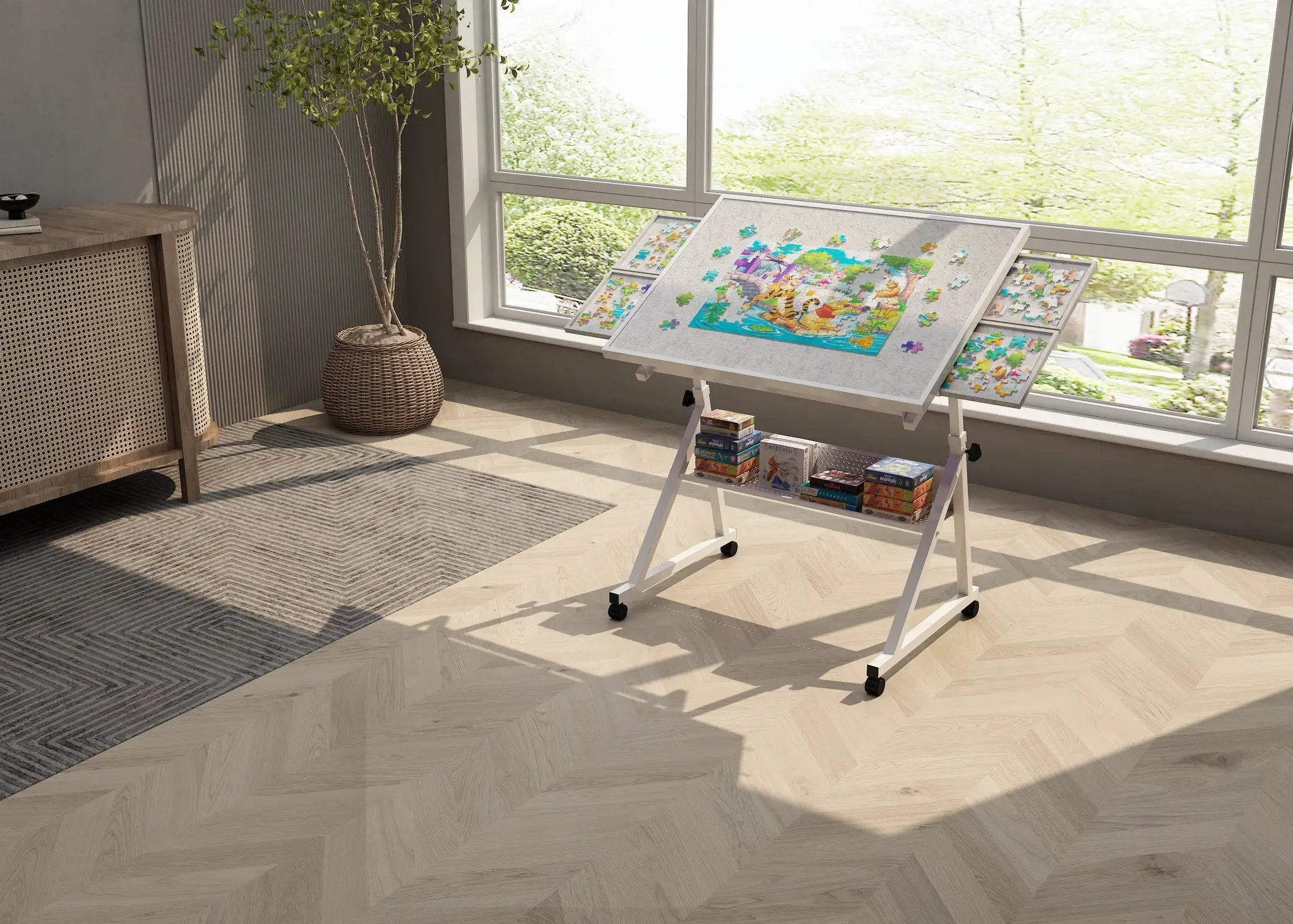 1500 Pieces Jigsaw Puzzle Metal Table Board with 4 Trays by HouseOfZazla