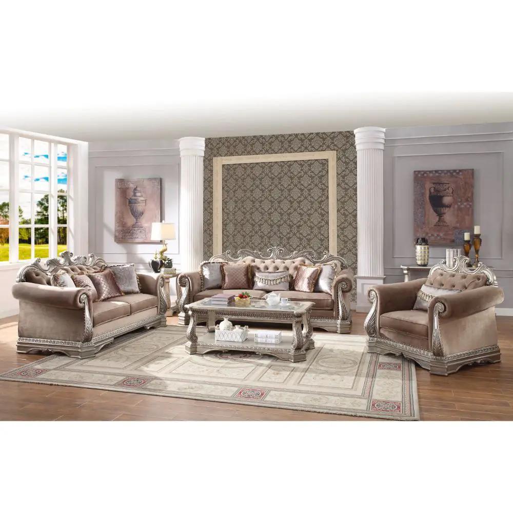 Northville - Sofa With 5 Pillows - Velvet & Antique Silver by Unique Piece Furniture