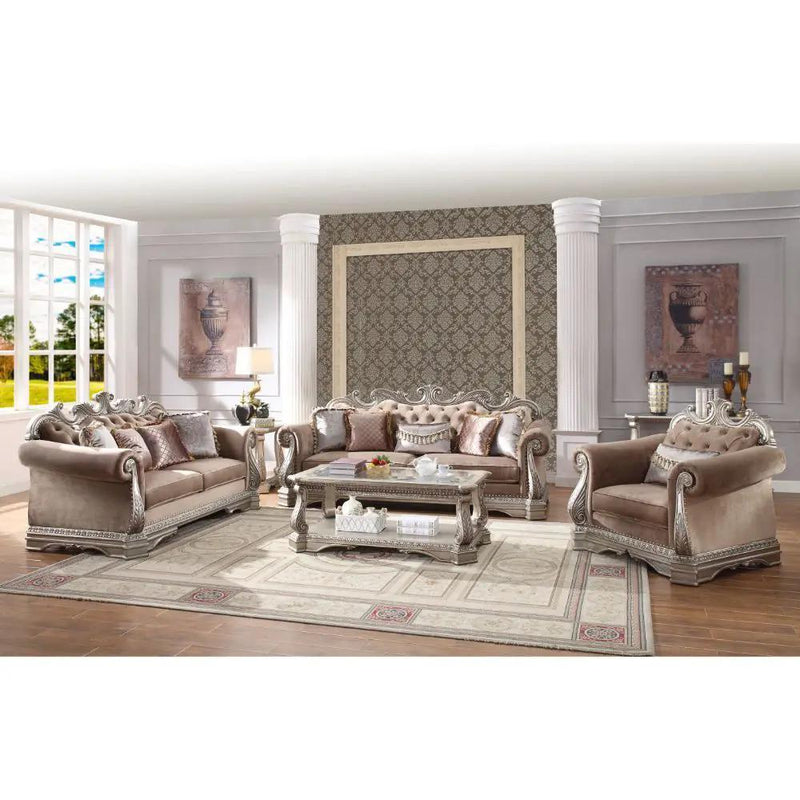 Northville - Sofa With 5 Pillows - Velvet & Antique Silver by Unique Piece Furniture