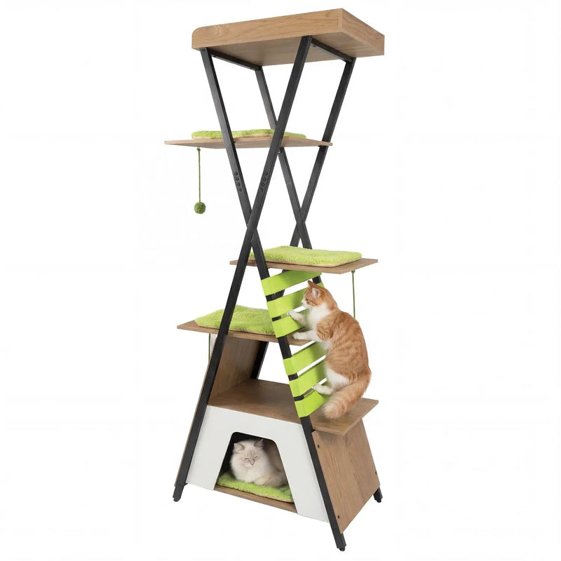73 Inch Multi-level Cat Tree for Indoor Cats with Elevated Perch and Large Condo by DirectDeals