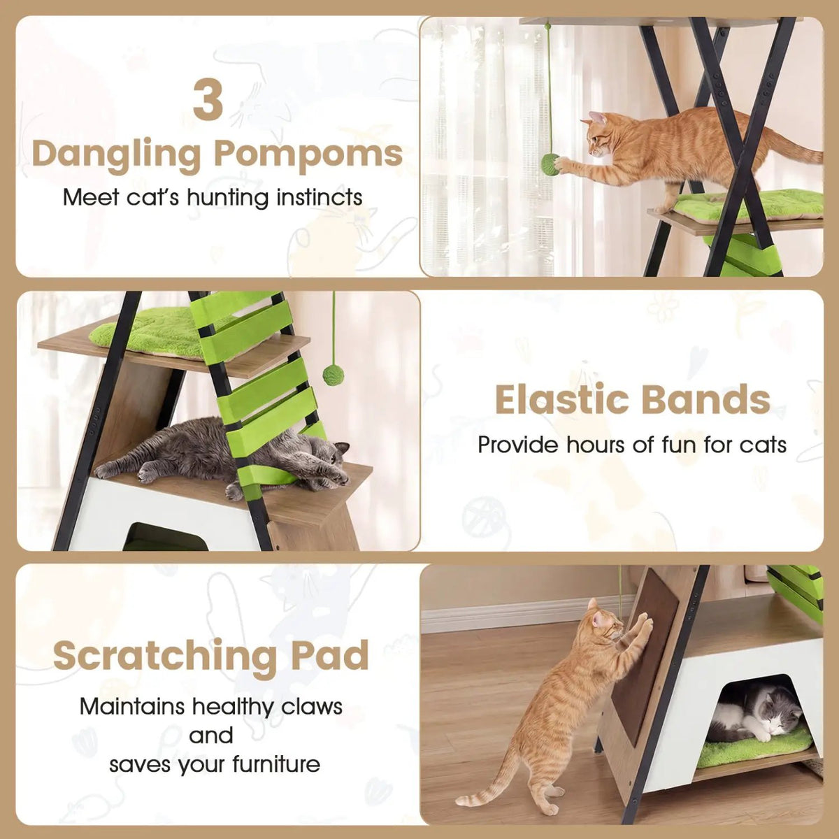 73 Inch Multi-level Cat Tree for Indoor Cats with Elevated Perch and Large Condo, photo 15 of 16