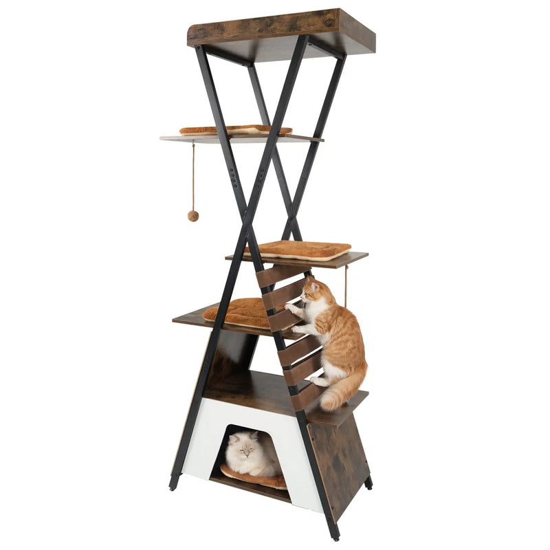 73 Inch Multi-level Cat Tree for Indoor Cats with Elevated Perch and Large Condo by DirectDeals