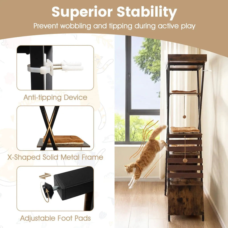 73 Inch Multi-level Cat Tree for Indoor Cats with Elevated Perch and Large Condo by DirectDeals