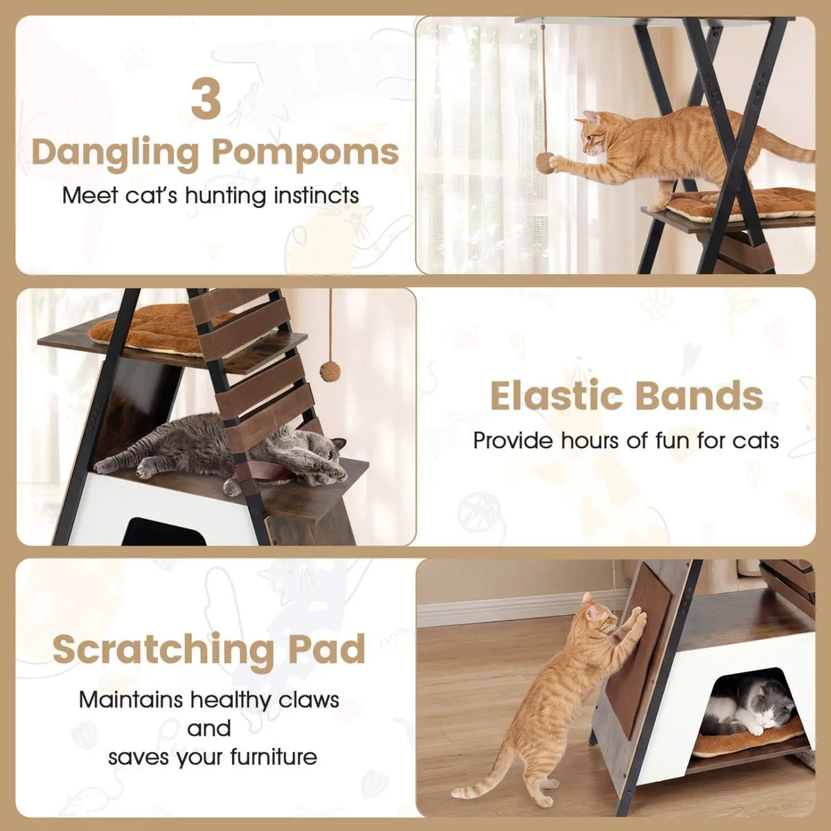 73 Inch Multi-level Cat Tree for Indoor Cats with Elevated Perch and Large Condo, photo 8 of 16