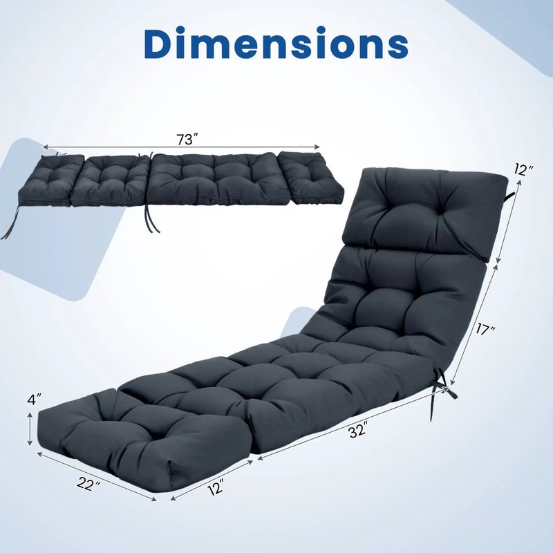 Outdoor Lounge Chaise Cushion Set of 2 - 73x22 Inch High Back by DirectDeals