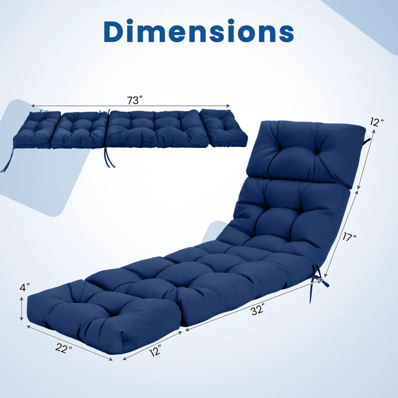 Outdoor Lounge Chaise Cushion Set of 2 - 73x22 Inch High Back by DirectDeals