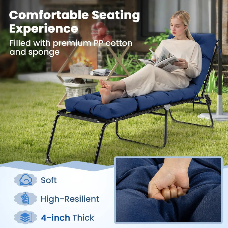 Outdoor Lounge Chaise Cushion Set of 2 - 73x22 Inch High Back by DirectDeals