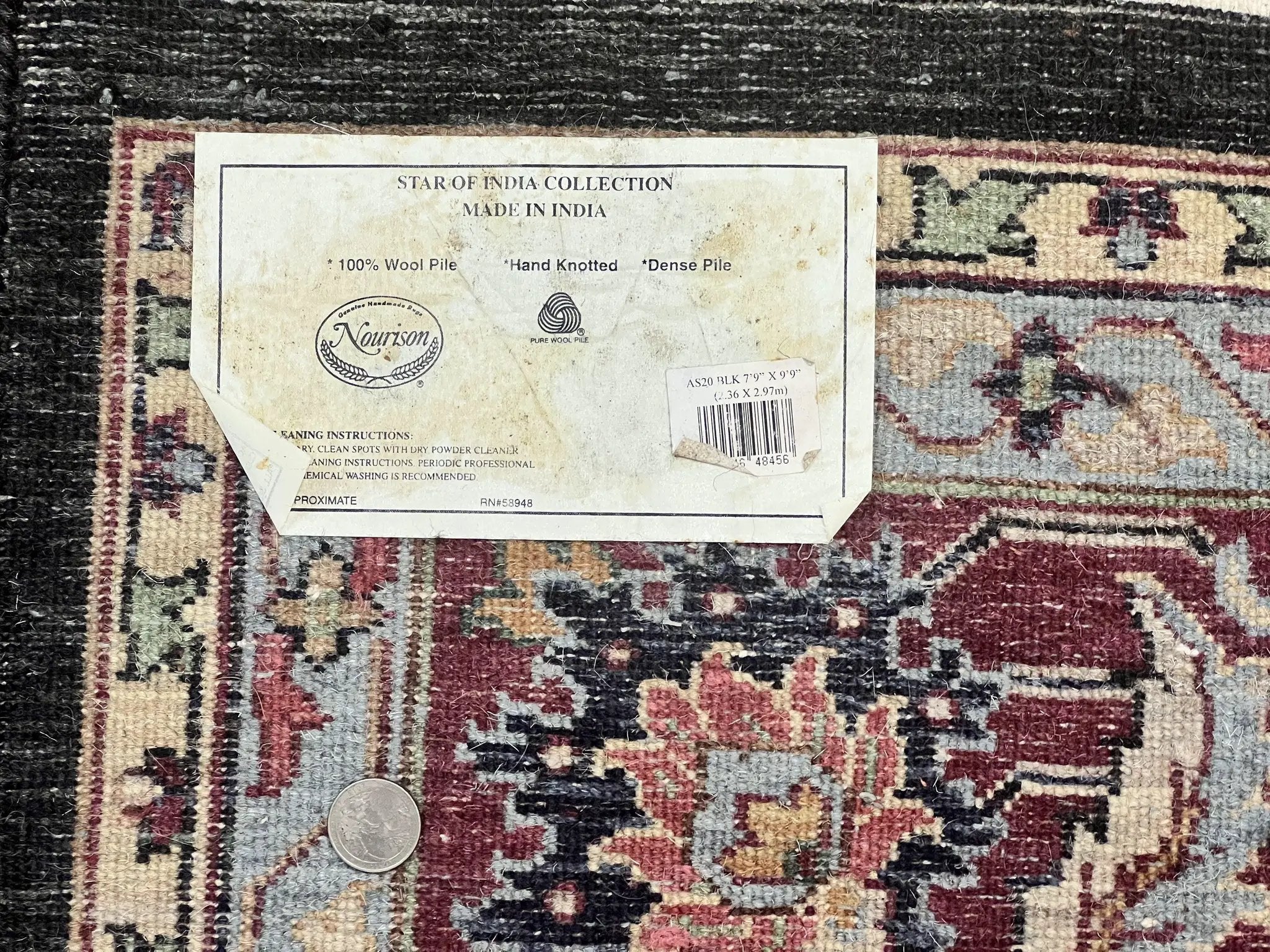Indo Persian Rug 8x10, Nourison Carpet, Floral, Hand Knotted Vintage Wool Rug by Jewel Rugs